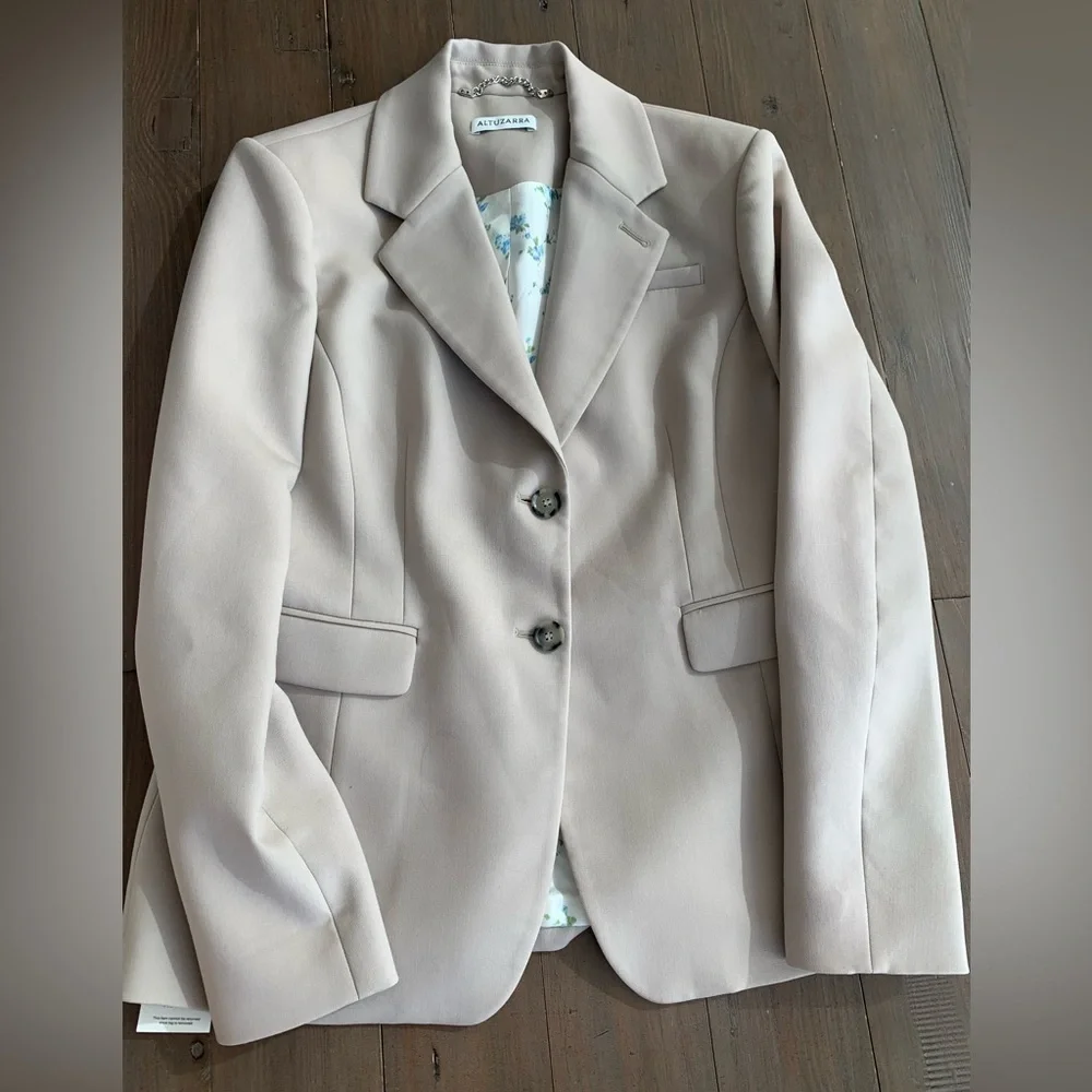 Altuzarra Cream Stretch Wool Two-Button Tailored Blaze